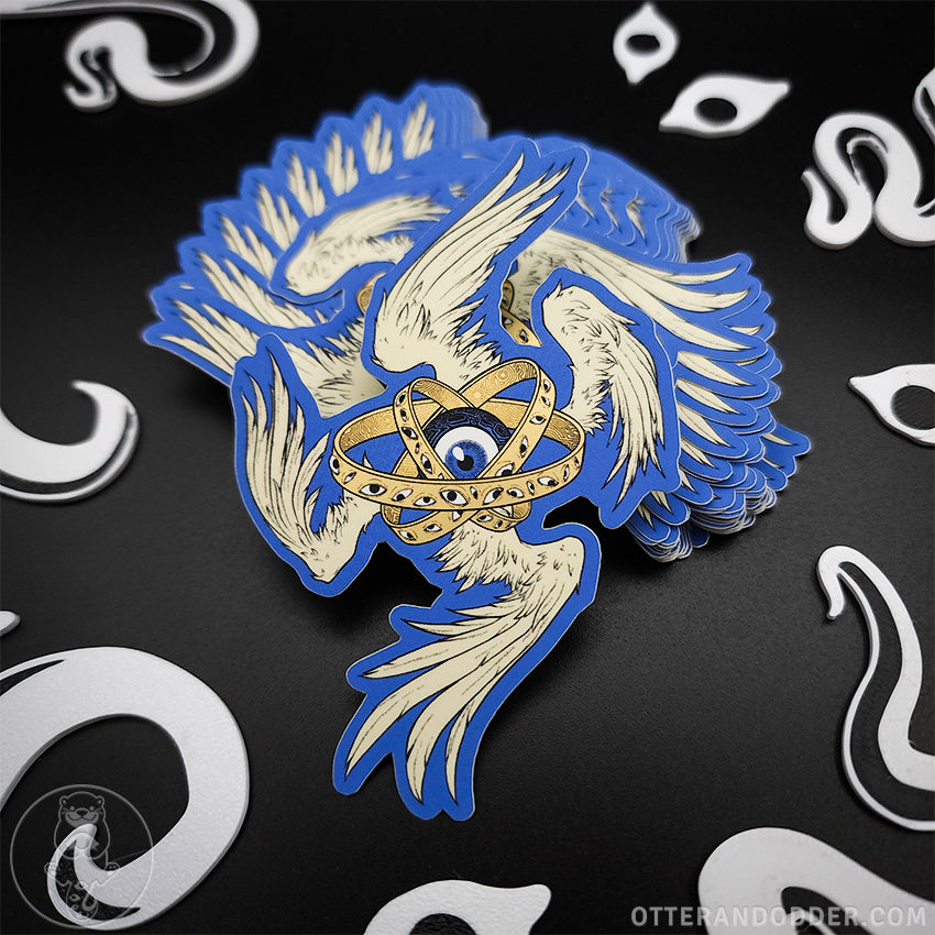 Gold Rings Ophanim Sticker (Blue)