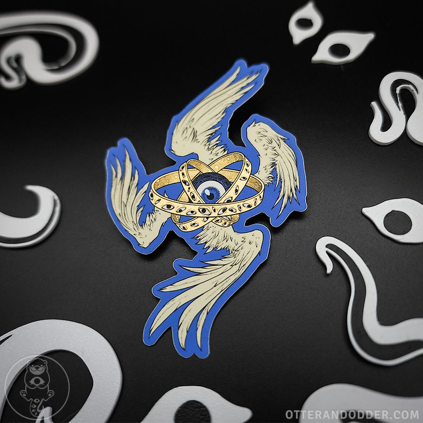 Gold Rings Ophanim Sticker (Blue)