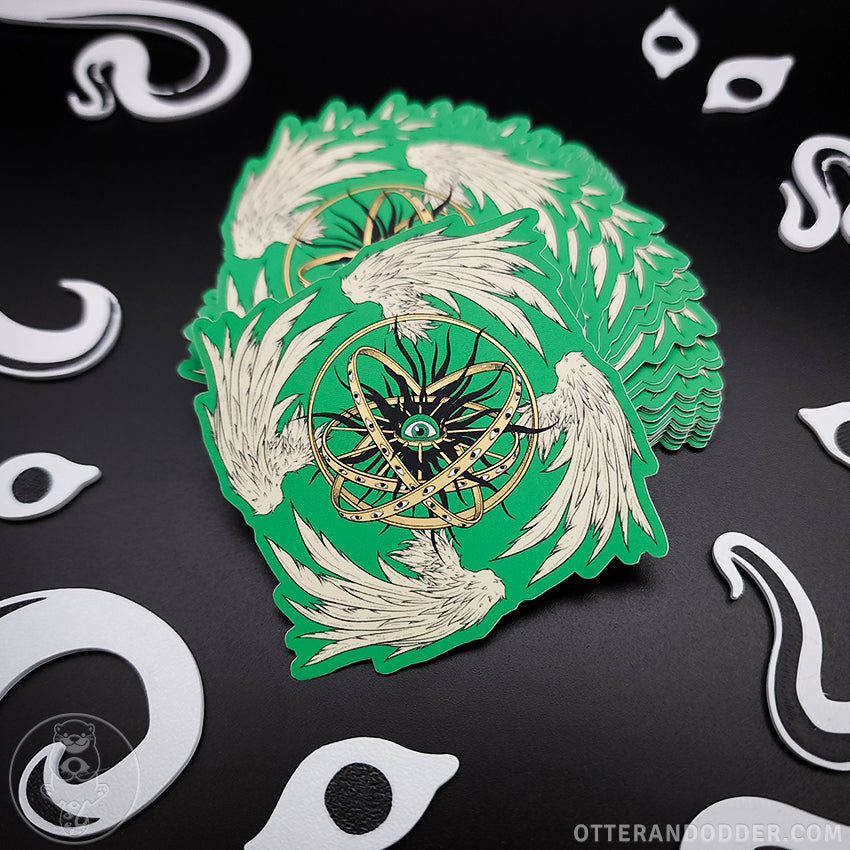 Gold Rings Ophanim Stickers (Green)