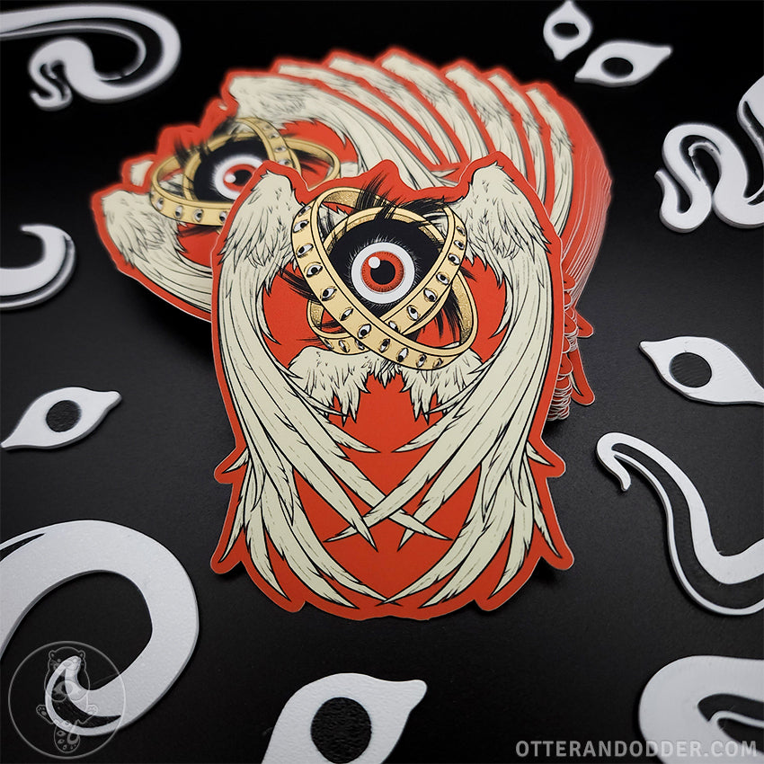 Gold Rings Ophanim Sticker (Red)