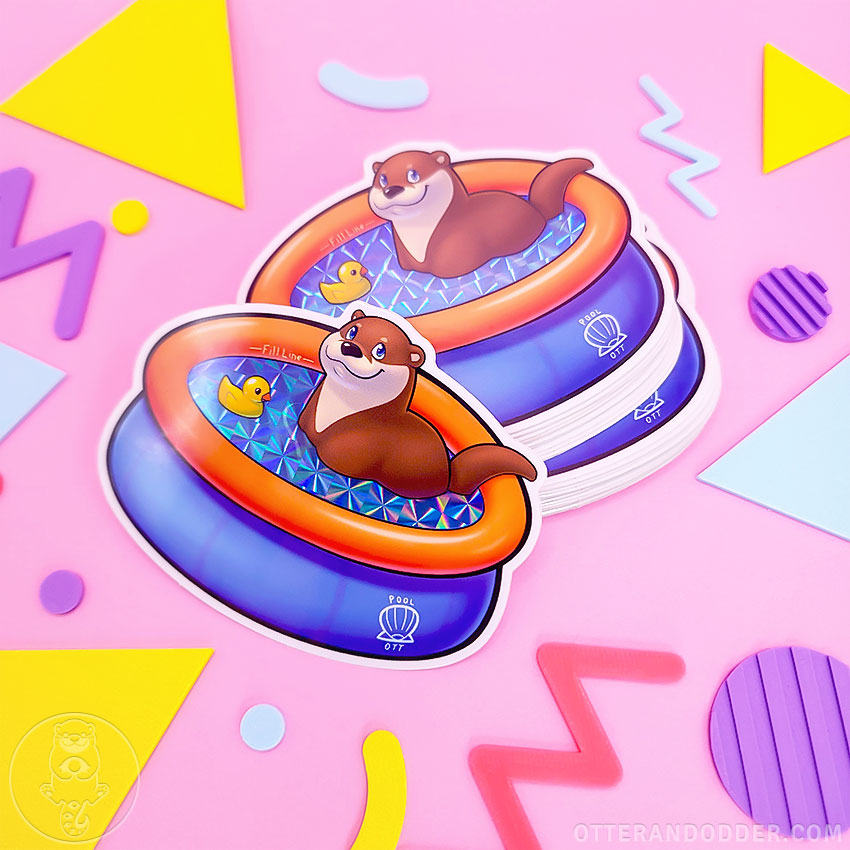 Pool otter prismatic sticker