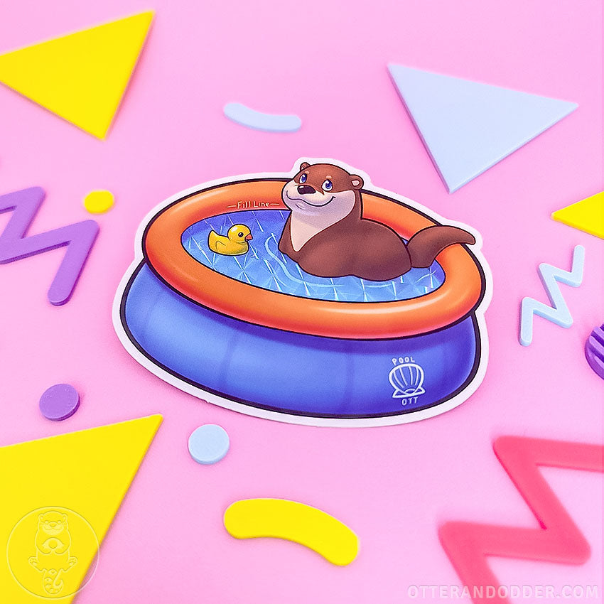 Pool otter prismatic sticker