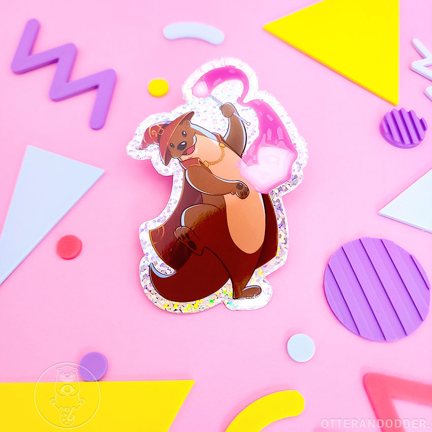 Wizard otter glitter sticker